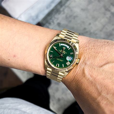 rolex day date green leather replica|best rolex day date homage.